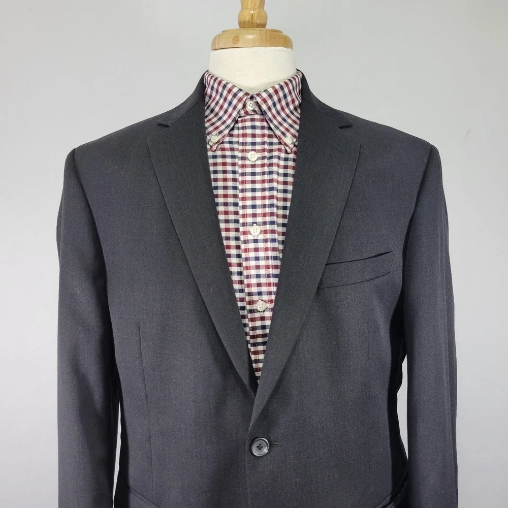Pronto Uomo Platinum Men's Sport Coat Blazer Two‎ Button Charcoal Gray 44R Wool
